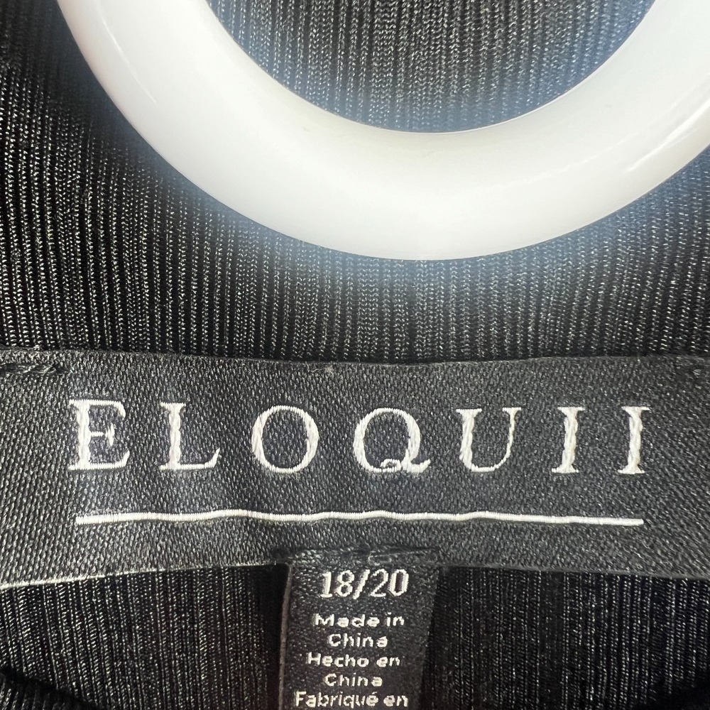 Eloquii Womens Shirt Short Sleeve Mock‎ Neck Ribbed Black Basic Minimalist 18 20 - Picture 6 of 7